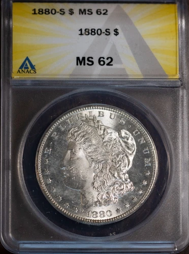 1880-S $1 Morgan Silver Dollar MS 62 ANACS # 7432855 + Bonus