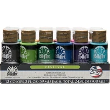 Plaid:Craft FolkArt Matte Finish Acrylic Paint Colors 12/Pkg-Festival, FA5070E