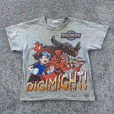 Vintage Y2k Digimon Shirt Youth Medium Gray Gabumon Cartoon Video Game