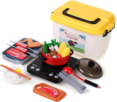 Pretend Play Kitchen Toy Including Janpanese Style Sukiyaki Hot Pot with Electro