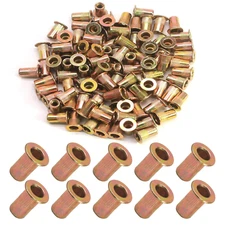 100Pcs M4 Rivet Nuts, Carbon Steel Rivnut Flat Head Threaded Insert Nut Knurled