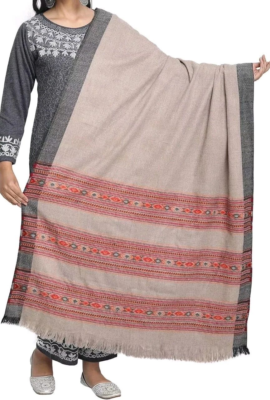 Beige Oversized Blanket Cashmere Scarf Shawl Wrap Solid Wool Throw Woven Shawl