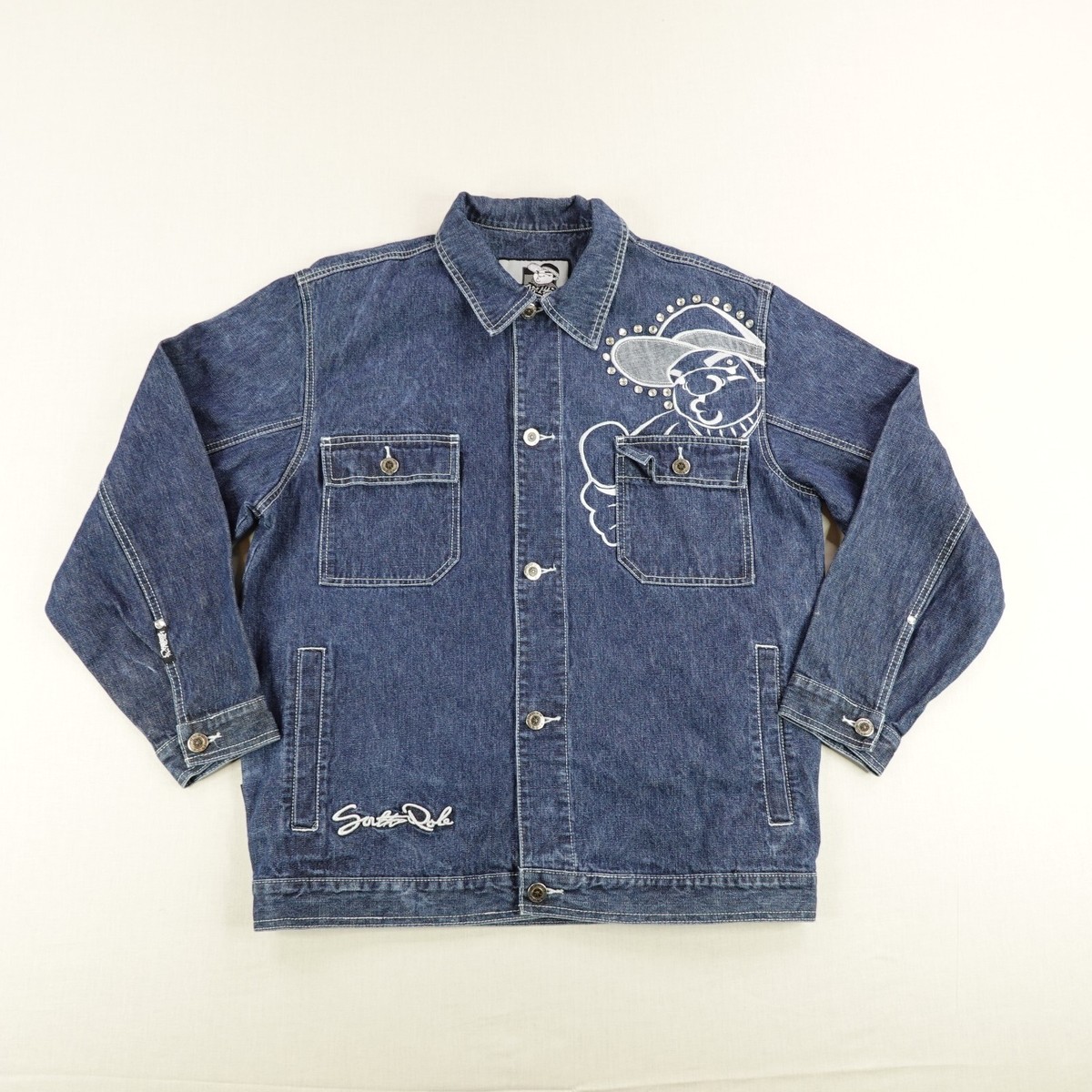 Vintage Southpole Jacket Medium Denim Jean Trucker Embroidered