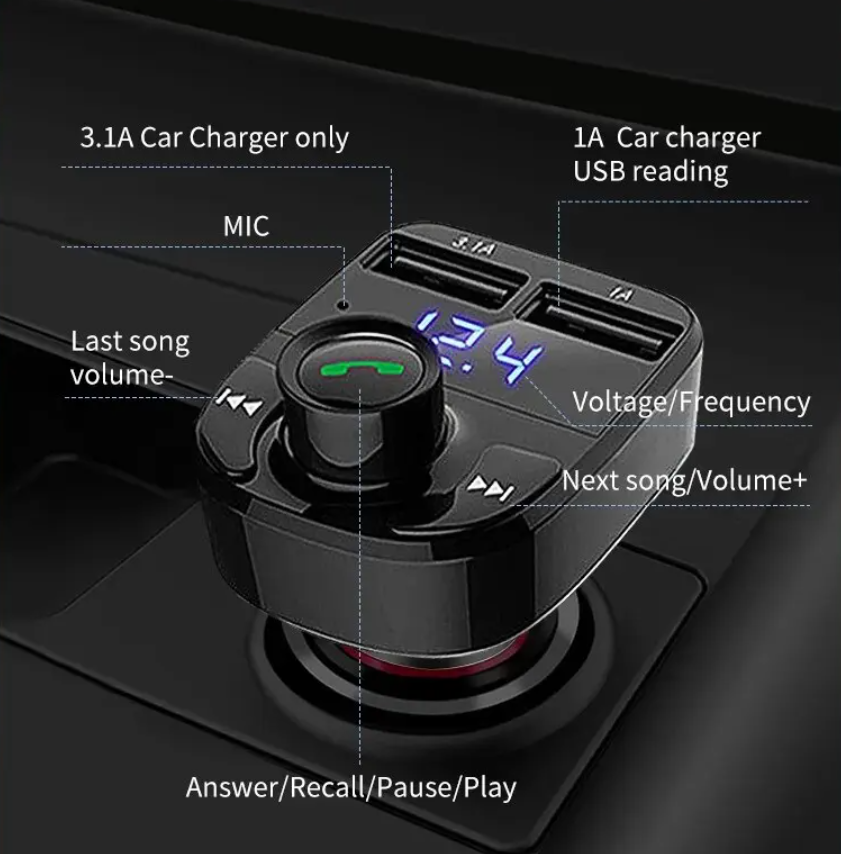 HiGi® T78 - Trasmettitore FM accendisigari Lettore MP3 Caricatore rapido USB (30W