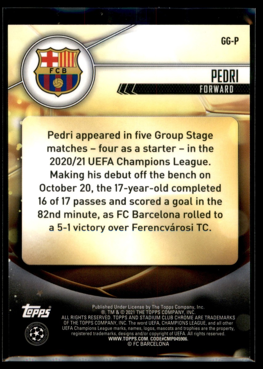 2020-21 Topps Stadium Club Chrome Glimpses of Gold Pedri - FC