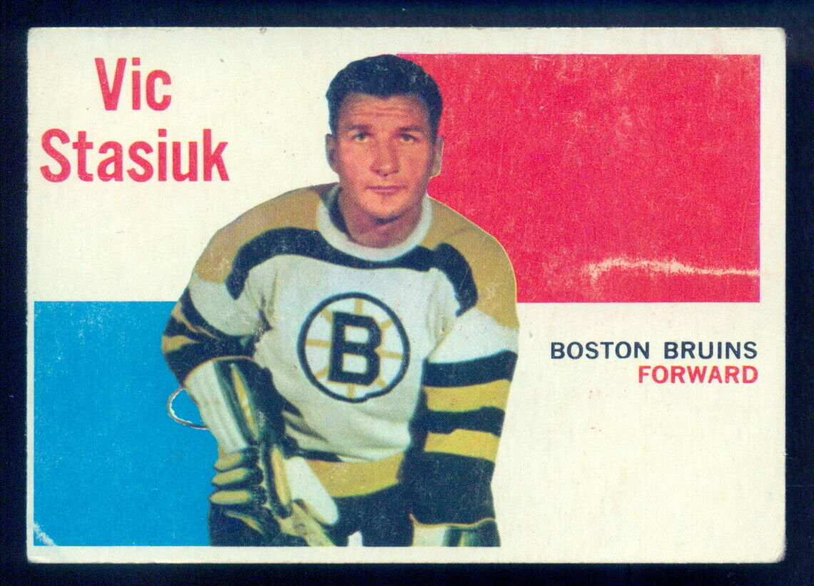 1960-61 TOPPS HOCKEY NHL #66 Vic Stasiuk EX+ Boston Bruins Card