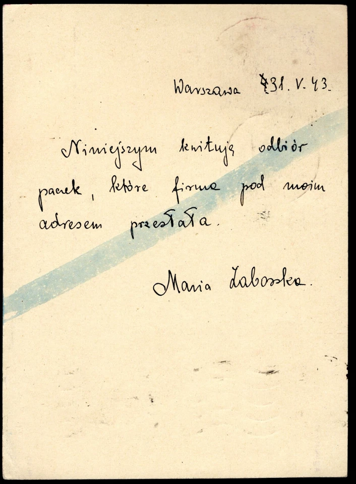 POLAND GERMANY OCC WW2 Card UNDERCOVER ADDRESS Portugal Lisbon 1943 MC318 - Image 3 of 4