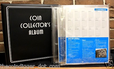 Coin Holder Kit 2x2 Snap Capsule Page Encap 20 Pocket Pages 3 Ring Storage Album