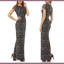 NEW 360 JS Collections 4 Metallic Floral Embroidered Gown F851