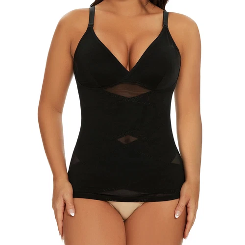 Prendas moldeadoras con cuello en V y sujetador incorporado control de abdomen adelgazante entrenador de cintura EE. UU. para mujeres - Imagen 15 de 25