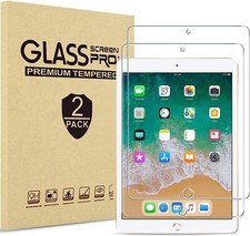 2 Pack iPad 9.7 inch 6th/ 5th Screen Protector Tempered Glass Scratch Resistant