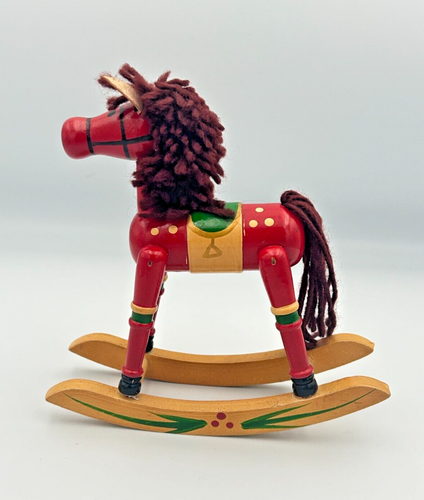 Vintage Hand Painted 6.5" Wooden Rocking Horse Decoration - Picture 9 of 13