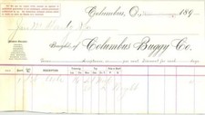 1893 Columbus (Ohio) Buggy Company - receipt for carriage axle
