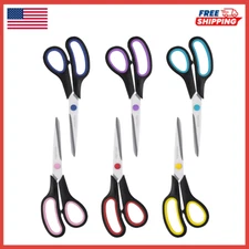 Scissors Set of 6-Pack 8 Scissors All Purpose Comfort-Grip Handles Sharp Sciss