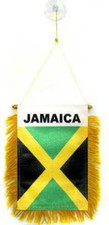 Jamaica Mini Flag 4"x6" Window Banner w/ suction cup 100D