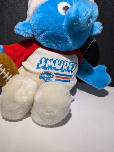 VTG NEW OLD STOCK 12" PLUSH DOLL THE SMURFS FOOTBALL SMURF #10 JERSEY 1981 KOREA - Picture 3 of 15