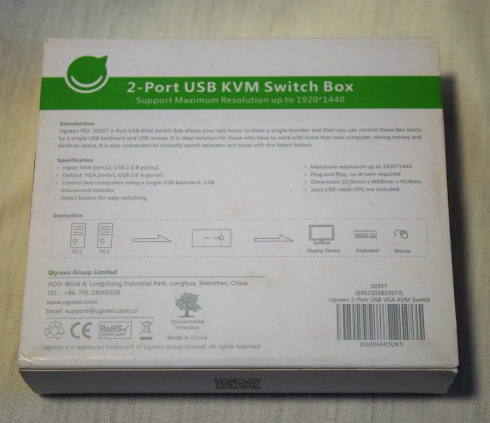 UGREEN 2-PORT USB KVM SWITCH BOX | eBay