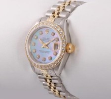 Rolex Lady Datejust 26mm Two Tone Steel 18k Diamond Bezel Blue MOP Diamond Dial 3