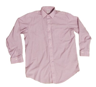 Brooks Brothers PINK Madison Men Sz 15.5 x 33 Non-Iron Long Sleeve Dress Shirt