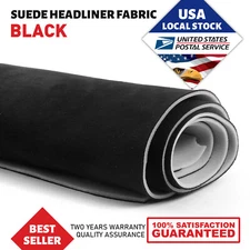 Black Suede Headliner Fabrics Foam Backed 98"x60" Car Ceiling Replace Material