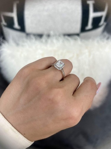 0.20 Ct Semi Mount Emerald Cut Setting Diamond Womens Ring Solid 14k White Gold - Picture 9 of 11