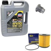 MotoröL Set 5W-40 5 Liter + ÖLfilter SH 4755 P + Schraube FüR Opel Movano 2.2Dti