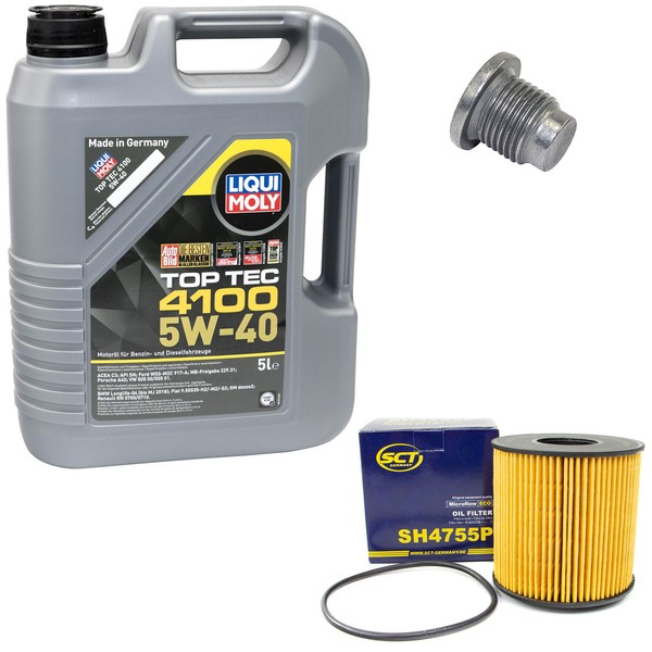 MotoröL Set 5W-40 5 Liter + ÖLfilter SH 4755 P + Schraube FüR Opel Movano 2.2Dti-image