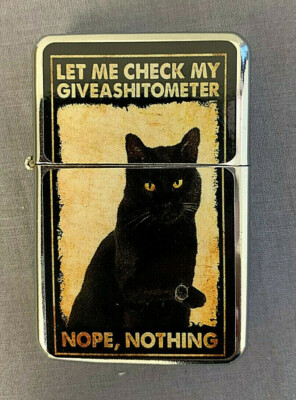 Let Me Check My ...Ometer Cat Flip Top Oil Lighter Windproof