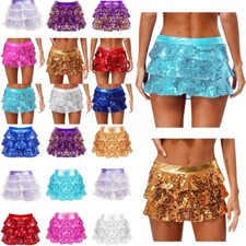 Women's Skirt Flowy Miniskirt Sparkly Skirts Metallic Skirted Sequins Dancewear