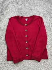 J Jill Sweater Women PXS Rose Red Ribbed Stretch Granny Cardigan