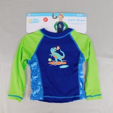 Sun Smart Kids Swim T-Shirt with Rash Guard Blue Dinosaur Small, 18-24 Months