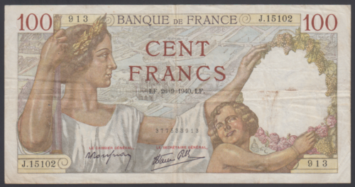 France 100 Francs 1940 VF P. 94, Banknote, Circulated