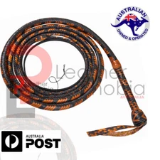 Bullwhip 12 Feet 16 Plait Black/Tan Real Kangaroo Hide Leather Heavy Bull Whip
