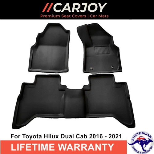 3D Moulded TPE Heavy Duty Floor Mats for Toyota Hilux Dual Cab 2016 - 2025