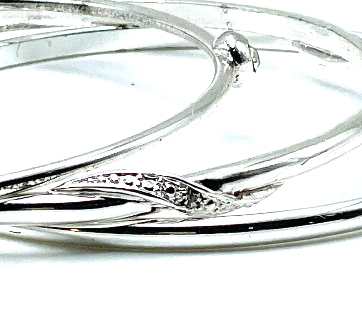 Silver Crystal Bangle Slim Stacking Bracelets Mad… - image 6