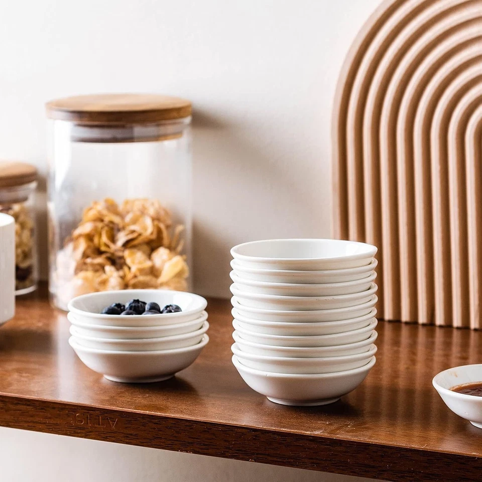 UIBFCWN 12 Pack Soy Sauce Dish 3inch Ceramic Dipping Bowls 12 Pack, Round  - Image 3 of 4