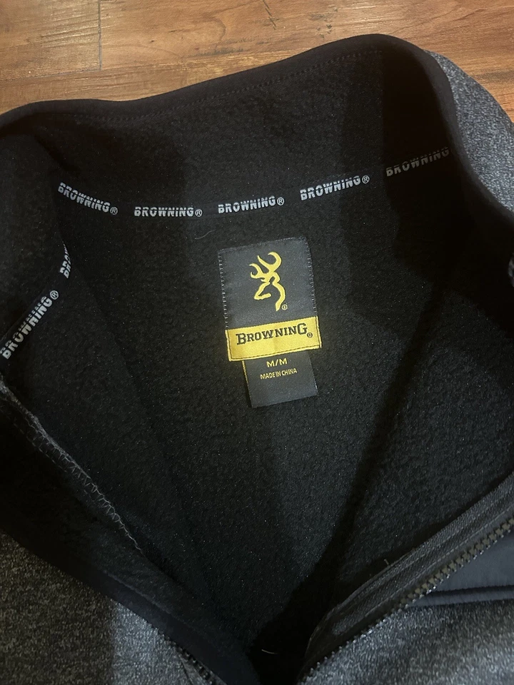 BROWNING Mens Vest Medium M Black Gray Polyester Fleece Outdoor Hunting Preppy - Image 4 of 4