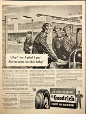 B-25 Bomber Save Tires For War Effort Goodrich WWII Vintage Print Ad 1942