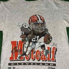 Vintage NFL Cleveland Browns Eric Metcalf caricature shirt reprint AN50429