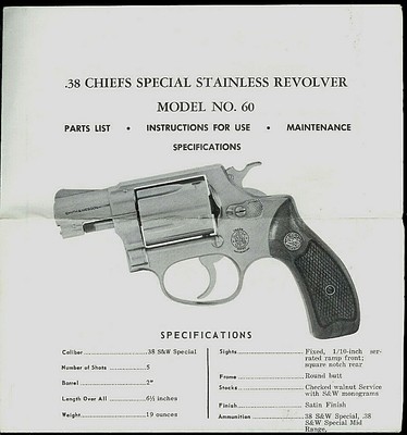 Copy 1978 Smith Wesson Model 60 38 Revolver Pistol Owner S Manual Parts List Ebay Copy 1978 Smith Wesson Model 60 38 Revolver Pistol Owner S Manual Parts List Ebay