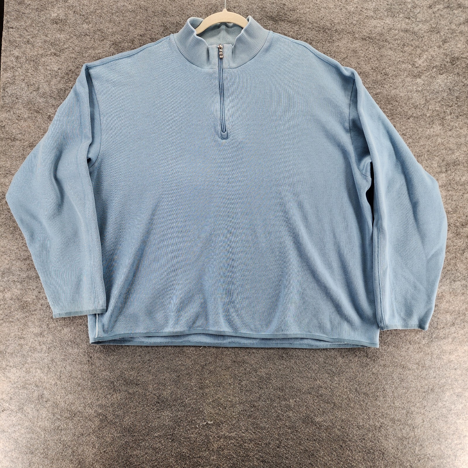 Tommy Bahama Sweater Mens XXL Quarter Zip Blue Mock Neck
