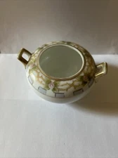 Vtg Hand Painted Nippon 2 Handled Gold Trim Floral Footed Tidbit Bonbon Nut Dish