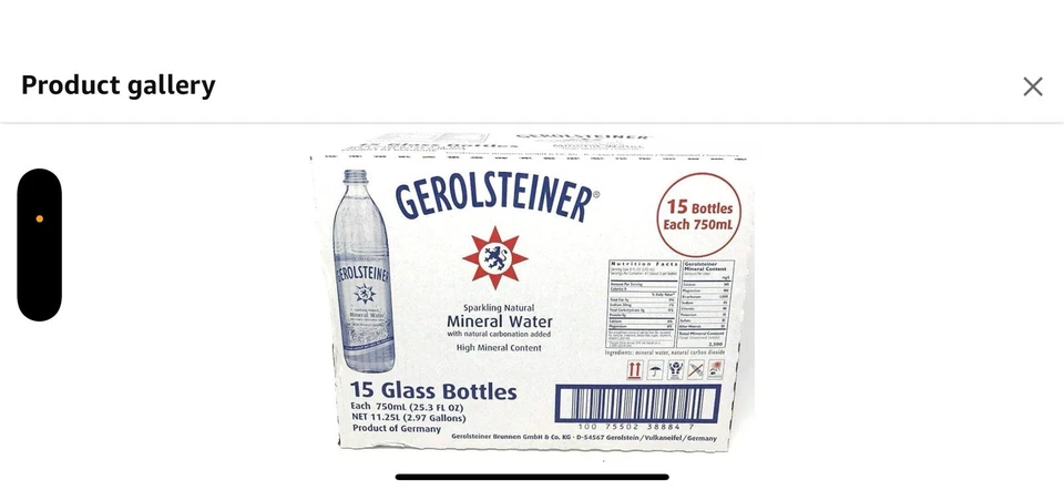 Gerolsteiner Sparkling, Natural Mini Water Pack Of 15 Glass Bottles Each 750 Ml - Image 2 of 3