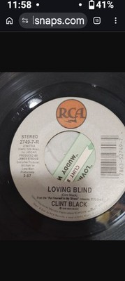 Clint Black Loving Blind RCA Records 7'' Vinyl Single 45 RPM Country