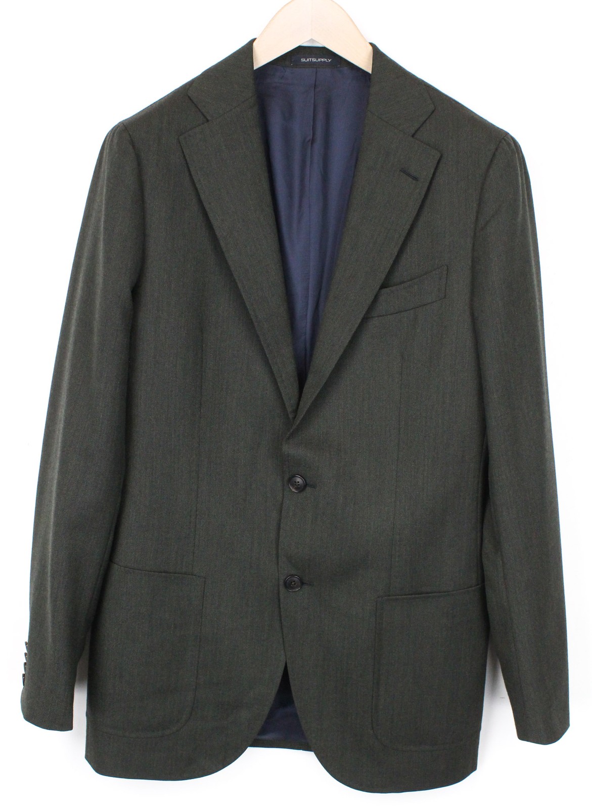 Suitsupply La Spalla Blazer Para Hombre UK38L Slim Verde Pajarita De Lana Pura