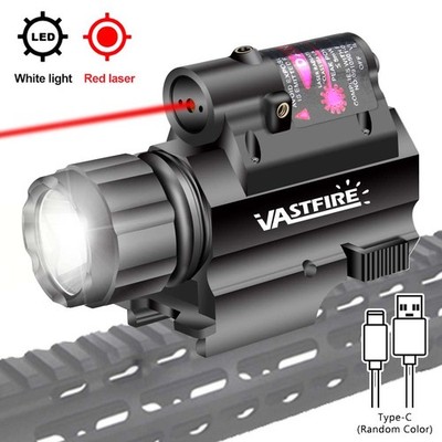Red Dot Laser Sight Light LED Flashlight Torch USB Rechargeable 20mm Rail