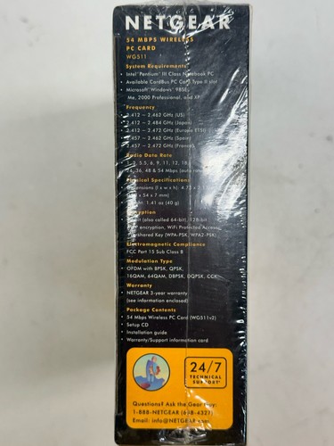 Netgear WG511 54Mbps Wireless PC Card WG511VCNA 2.4Ghz 802.11g WiFi Internet - Picture 6 of 11