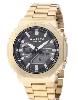 Activa x Invicta Digital Gold Unisex Watch 45.5mm   Model ACWM423-007   NEW