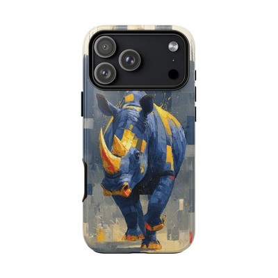 Phone Ink - iPhone | Galaxy | Pixel Case - Rhino Deep Blue Abstract Paint