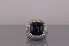 Sterling Silver Black Onyx Cubic Zirconia Halo Statement Band Ring 12g 925 Sz: 7